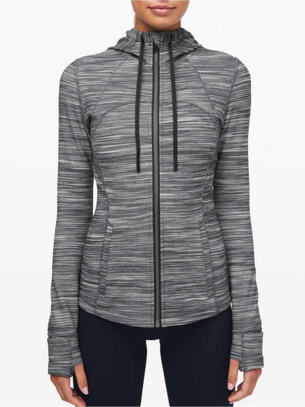 Lululemon Hooded Define Jacket *Nulu Heathered Black White Black size 8 W4BF8S